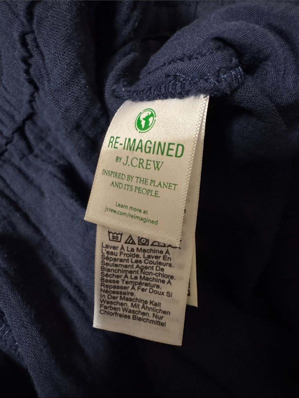 J. Crew Navy Gauze Drawstring Women's Cotton Pants - Picture 3 of 9